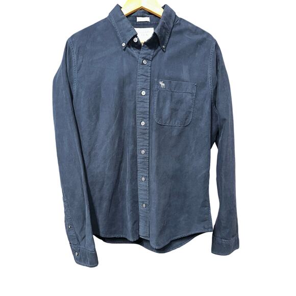 Abercrombie & Fitch Men’s Button Down Shirt Flannel Cotton Navy Blue XL Casual - Picture 1 of 8
